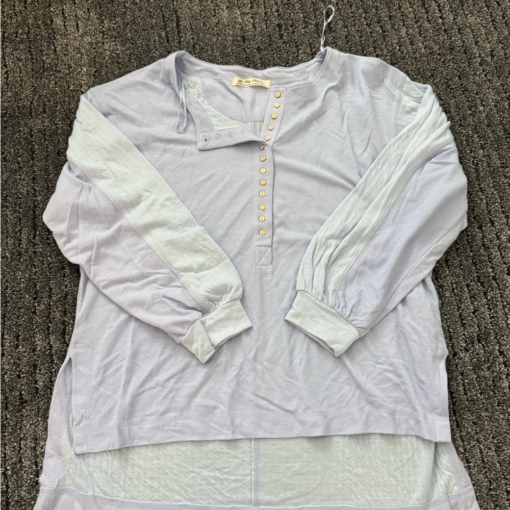 Free People Light Blue Button-Down Top
